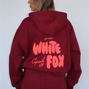 White Fox Boutique Maroon Hoodie with Pink Logo